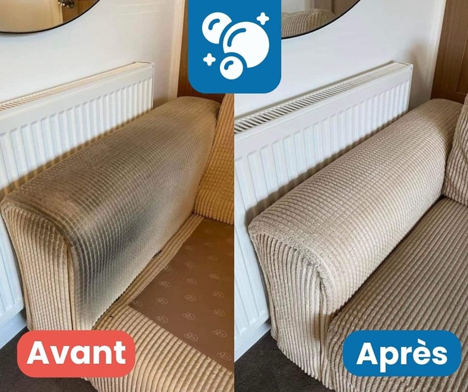 Avant après nettoyage canapé velours côtelé